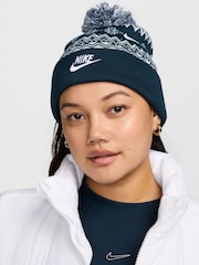 Nike Blue Peak Fair Isle Pattern Beanie - Image 1 of 4
