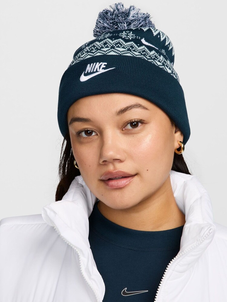 Nike Blue Peak Fair Isle Pattern Beanie - Image 1 of 4