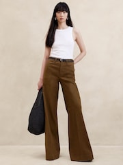 Banana Republic Brown Italian Linen Cotton Wide Leg Trousers - Image 1 of 1