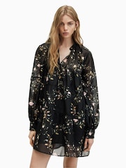 AllSaints Black Mindy Oto Dress - Image 1 of 7