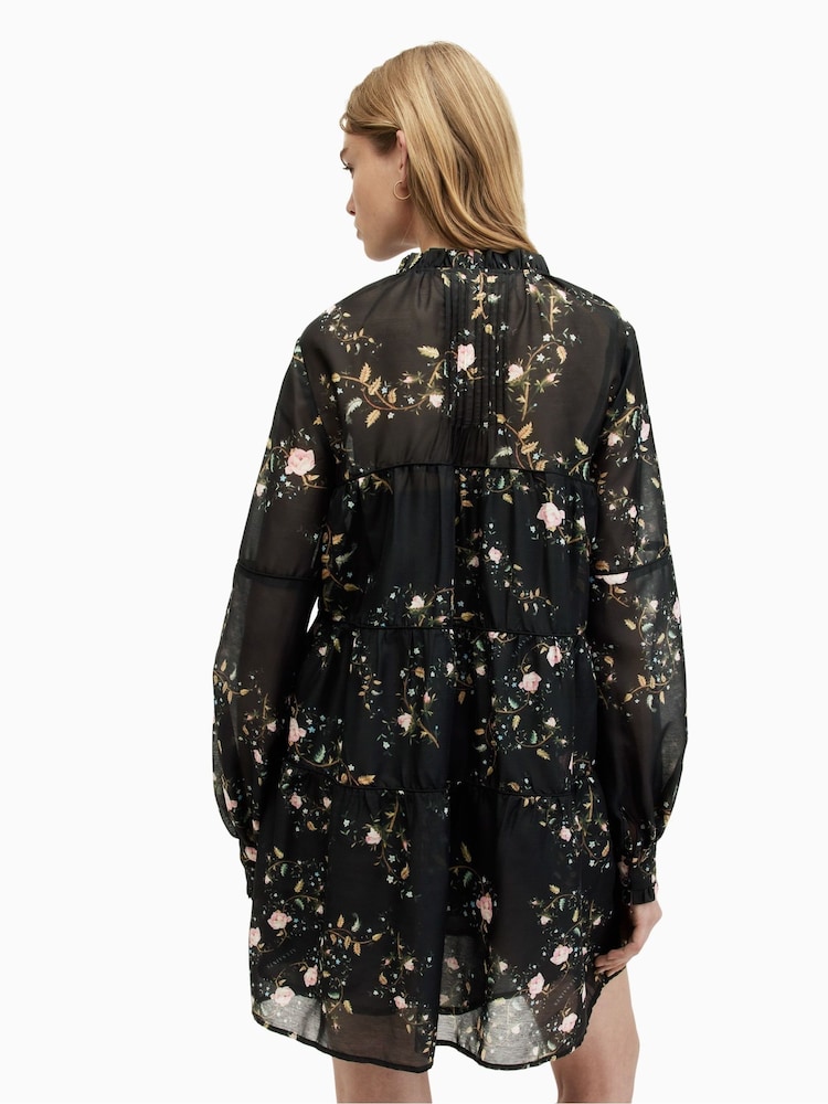 AllSaints Black Mindy Oto Dress - Image 2 of 7