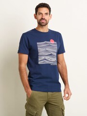 Brakeburn Blue Sitting Surfers 100% Cotton T-Shirt - Image 1 of 5