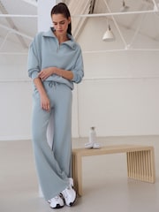 Pale Blue Soft Touch Wide Leg Joggers - Image 1 of 9