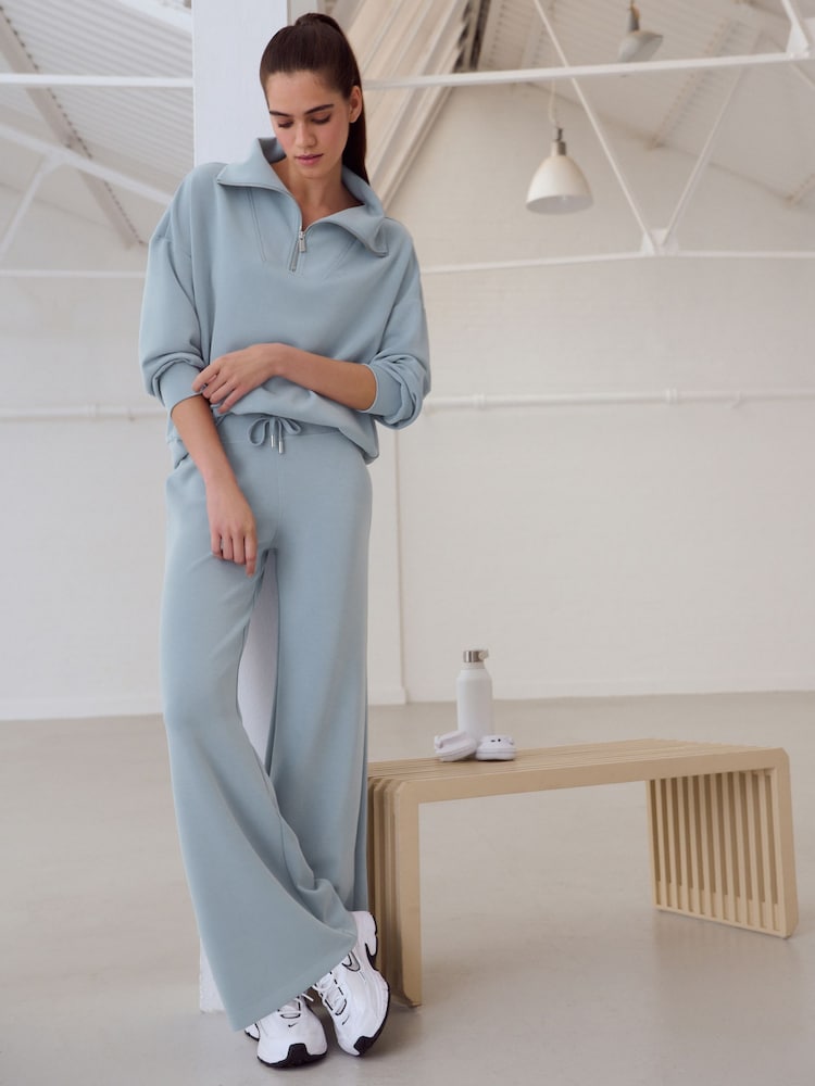 Pale Blue Soft Touch Wide Leg Joggers - Image 1 of 9