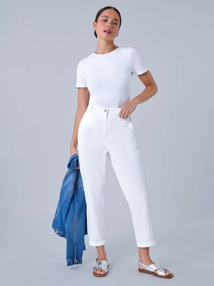 Roman White Cotton Blend Stretch Chino Trousers - Image 1 of 5