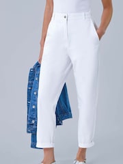 Roman White Cotton Blend Stretch Chino Trousers - Image 4 of 5