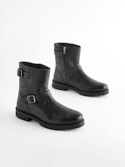 Black Leather Biker Boots - Image 1 of 5