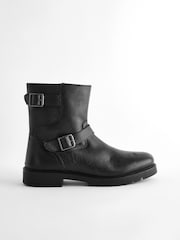 Black Leather Biker Boots - Image 2 of 5