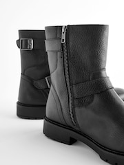 Black Leather Biker Boots - Image 5 of 5