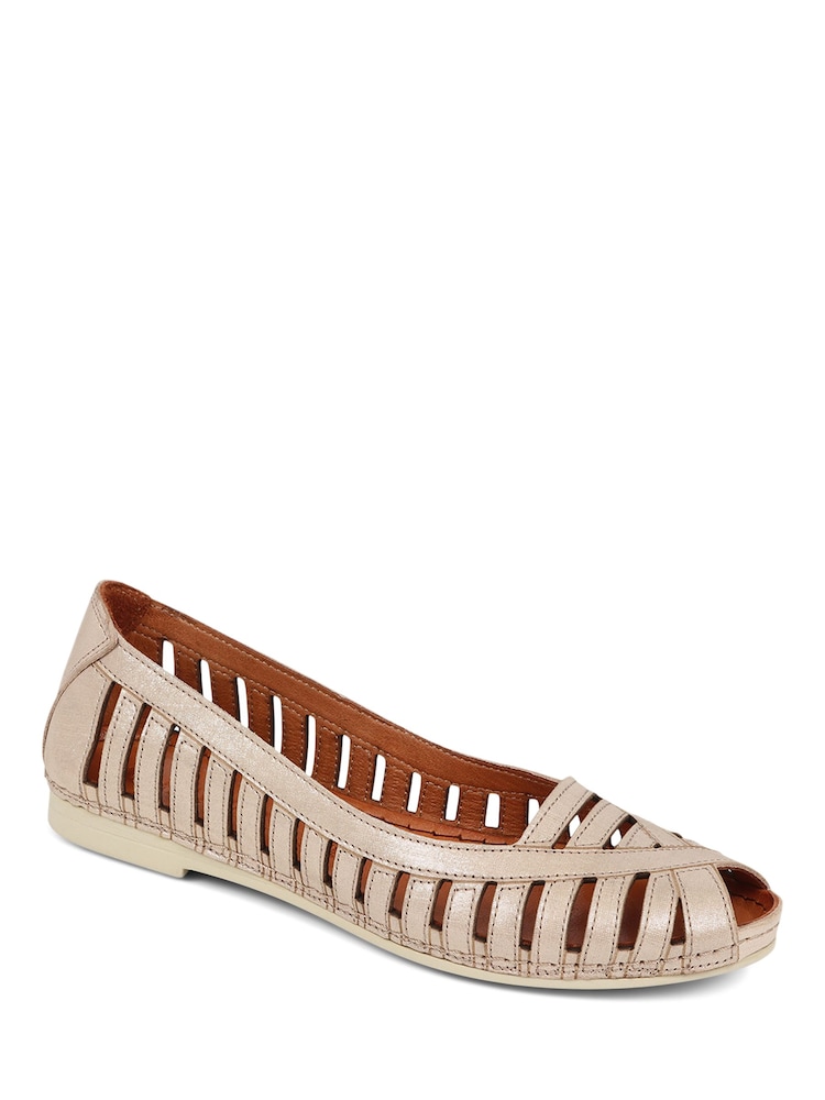 Pavers Gold Pavers Leather Open Toe Ballet Flats - Image 2 of 6