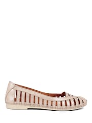 Pavers Gold Pavers Leather Open Toe Ballet Flats - Image 3 of 6