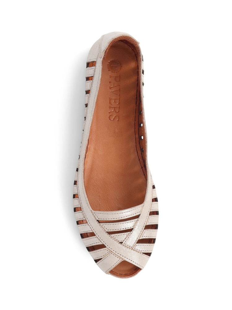 Pavers Gold Pavers Leather Open Toe Ballet Flats - Image 5 of 6