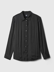 Gap Black Pleated Satin Oversized Shirt - Image 4 of 4