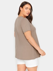 Yours Curve Brown Button Front Ribbed Tunics - Image 3 of 5