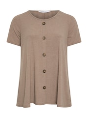 Yours Curve Brown Button Front Ribbed Tunics - Image 5 of 5