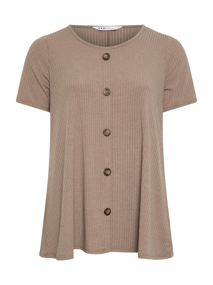 Yours Curve Brown Button Front Ribbed Tunics - Image 5 of 5