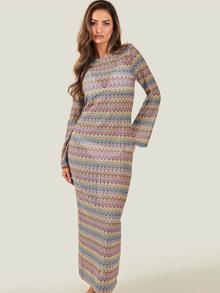 Accessorize Pink Zig Zag Crochet Dress - Image 1 of 4 Accessorize Pink Zig Zag Crochet Dress - Image 1 of 4