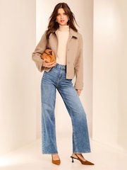 Lipsy Nude Adjustable Tab Funnel Neck Jacket - Image 4 of 6