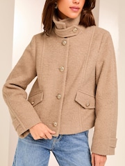 Lipsy Nude Adjustable Tab Funnel Neck Jacket - Image 5 of 6
