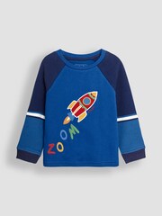 JoJo Maman Bébé Cobalt Rocket Jersey Pyjamas 2 Pack - Image 2 of 9