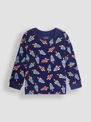 JoJo Maman Bébé Cobalt Rocket Jersey Pyjamas 2 Pack - Image 6 of 9
