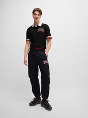 HUGO Varisty Logo Sport Relaxed Fit Black Polo Shirt - Image 4 of 4