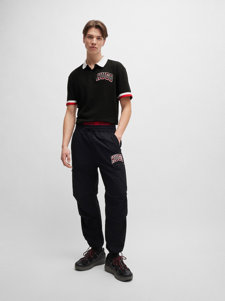 HUGO Varisty Logo Sport Relaxed Fit Black Polo Shirt - Image 4 of 4