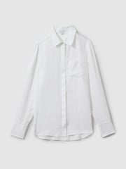 Reiss White Belle Linen Button-Through Shirt - Image 2 of 5
