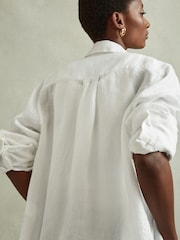 Reiss White Belle Linen Button-Through Shirt - Image 4 of 5