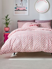 Novogratz Pink Delphine Flower 100% Cotton Duvet Cover and Pillowcase Set - Image 1 of 4