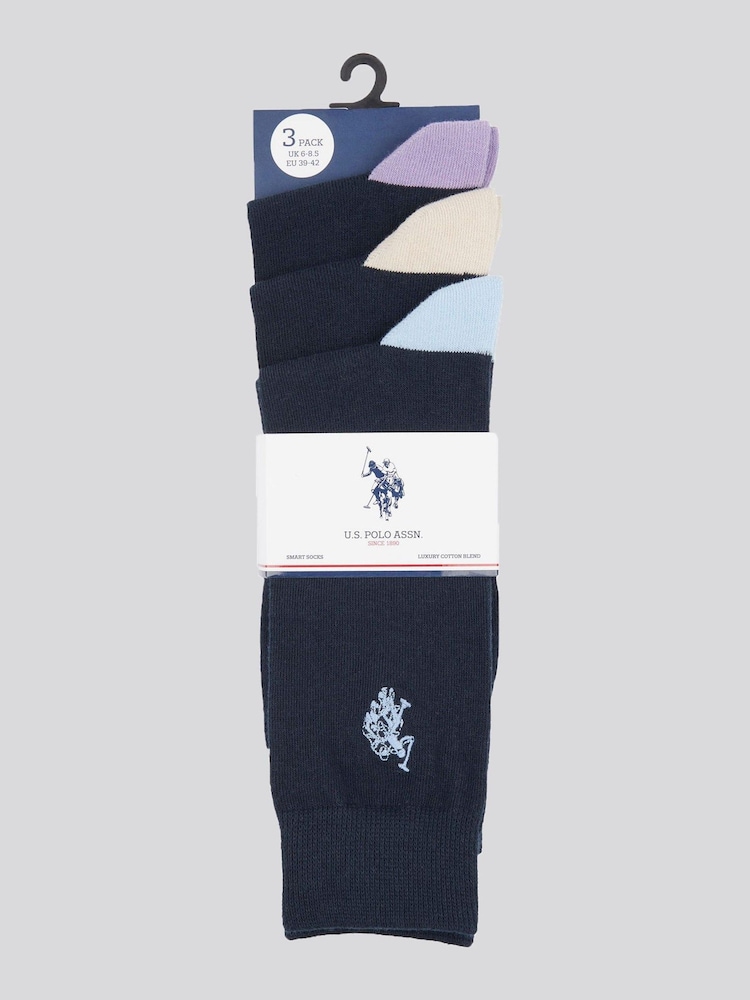 U.S. Polo Assn. Blue Mens Smart Socks 3 Pack - Image 2 of 3