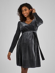 JoJo Maman Bébé Charcoal Sparkle V-Neck Maternity Mini Dress - Image 3 of 5