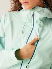 Regatta Blue Sky Womens Birchdale Colour Block Waterproof Jacket - Image 4 of 7