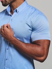 Tailored Athlete Mid Blue Muscle Fit Short Sleeve Signature Shirt - Image 3 of 6
