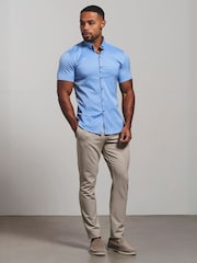 Tailored Athlete Mid Blue Muscle Fit Short Sleeve Signature Shirt - Image 4 of 6