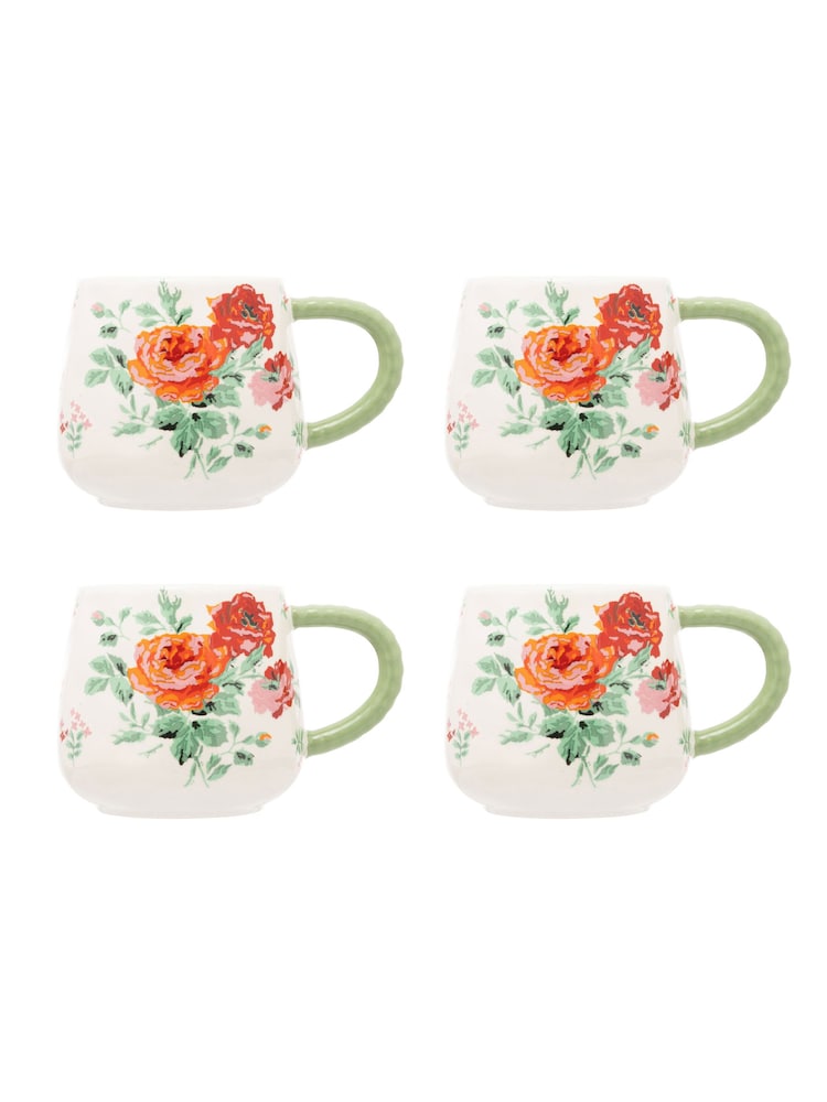 Cath Kidston Red Archive Rose Twisted Handle Billie Mug Set Of 4 - Image 2 of 4