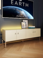 Frank Olsen Antique White Lyra Four Door SMART TV Cabinet - Image 1 of 11