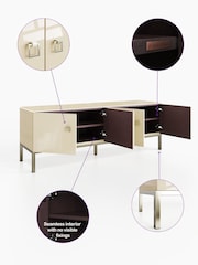 Frank Olsen Antique White Lyra Four Door SMART TV Cabinet - Image 5 of 11