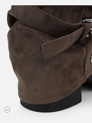 Simmi London Brown Echo Knee High Foldover Biker Boots - Image 3 of 4