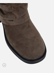 Simmi London Brown Echo Knee High Foldover Biker Boots - Image 4 of 4