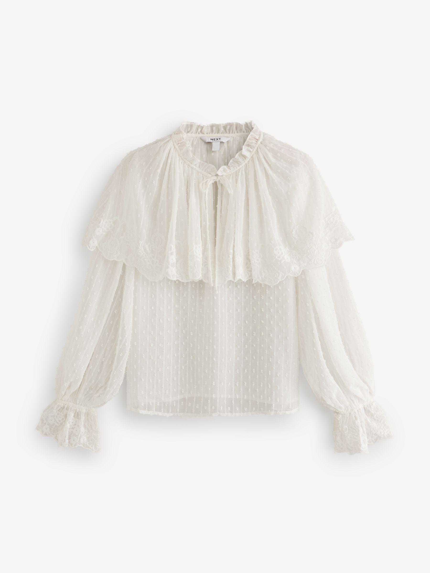 sheer over flare blouse（ivory） Buy Ivory Sheer Cape Tie Neck Embroidered Blouse from Next