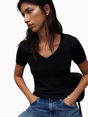 AllSaints Black 100% Cotton Evie T-Shirt - Image 1 of 7