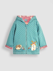 JoJo Maman Bébé Duck Egg Blue Guinea Pig Appliqué Reversible Hoodie - Image 2 of 8
