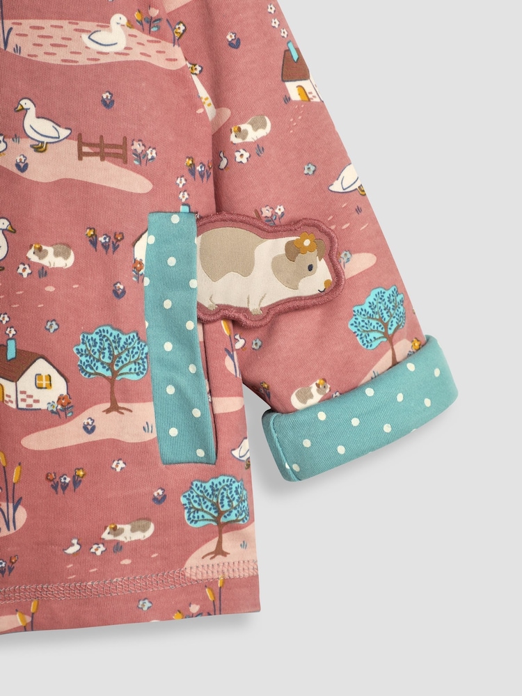 JoJo Maman Bébé Duck Egg Blue Guinea Pig Appliqué Reversible Hoodie - Image 8 of 8
