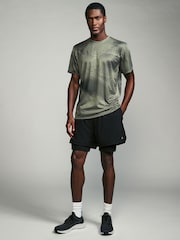 Khaki Green Active Gym Printed Training T-Shirt - Image 2 of 8