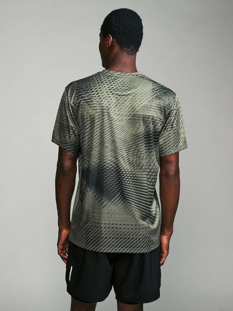 Khaki Green Active Gym Printed Training T-Shirt - Image 3 of 8