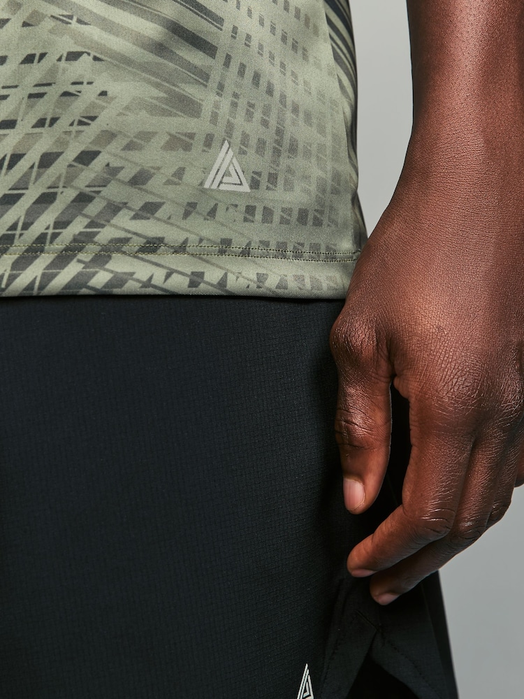 Khaki Green Active Gym Printed Training T-Shirt - Image 5 of 8