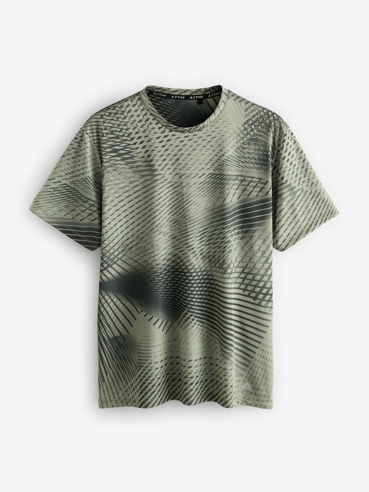 Khaki Green Active Gym Printed Training T-Shirt - Image 6 of 8