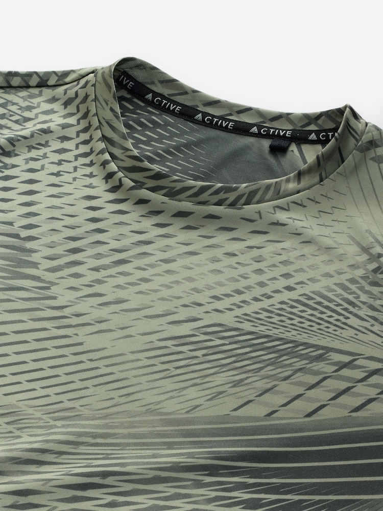 Khaki Green Active Gym Printed Training T-Shirt - Image 7 of 8