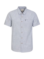 Mountain Warehouse Blue Camo Mens Coconut Slub Texture Short Sleeve 100% Cotton Shirt - Image 2 of 5